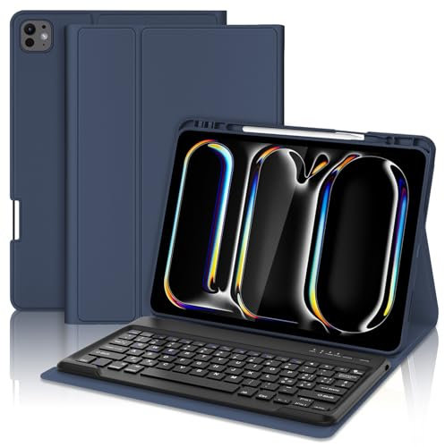 SENGBIRCH Custodia Tastiera per iPad Pro 13 (M4) 2024, Layout Italiano QWERTY Cover Tastiera Bluetooth Magnetica Staccabile con Supporto Pencil per iPad Pro 13 M4, Blu Navy