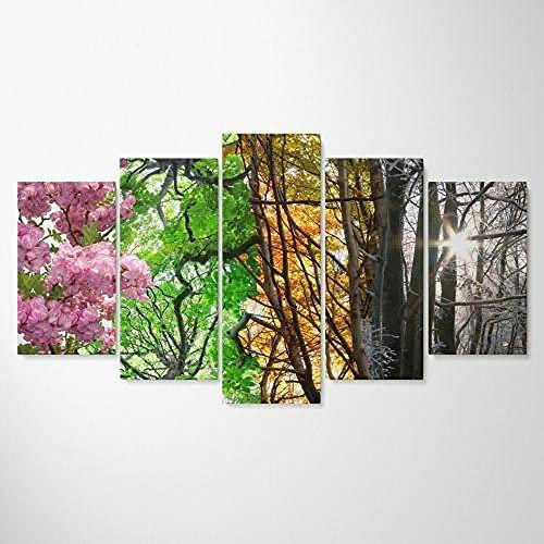 Arbres Forestiers Des Quatre Saisons Poster Tableaux, Posters Et Arts Décoratifs Tableau Cuisine Decoration Murale Salon Moderne Impressions Sur Toile Intissee​ 5 Pièces 125 X 60 Cm -3D0K+H2X0-