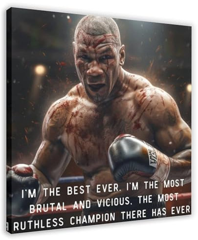 CSESTCGN Poster mit inspirierenden Zitaten von Mike Tyson, 2 Stück, Leinwand-Poster, Wandkunst, Dekordruck, Gemälde für Wohnzimmer, Schlafzimmer, Dekoration, 70 x 70 cm