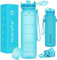 HydroPal 1L Sport Trinkflasche, Schlanke Kunststoff Trinkflasche mit Filter, Auslaufsicher, BPA-frei, Ideal für Fitnessstudio, Laufen, Reisen, Schule, Büro, Outdoor-Aktivitäten