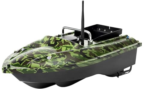 soudesileim Barca per mangimi, 500 m, telecomando radiocomandato, doppio motore, luce notturna a LED, correzione automatica dell'avidità, capacità 1,5 kg