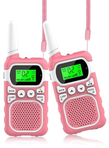 Walkie Talkie Kinder - Maximale Reichweite von 3 km. Weihnachts- und Geburtstags Geschenke Spielzeug ab 3 4 5 6 7 8 Jahre Junge Mädchen Kinderspielzeug. Familienspiele für drinnen und draußen. (rosa)