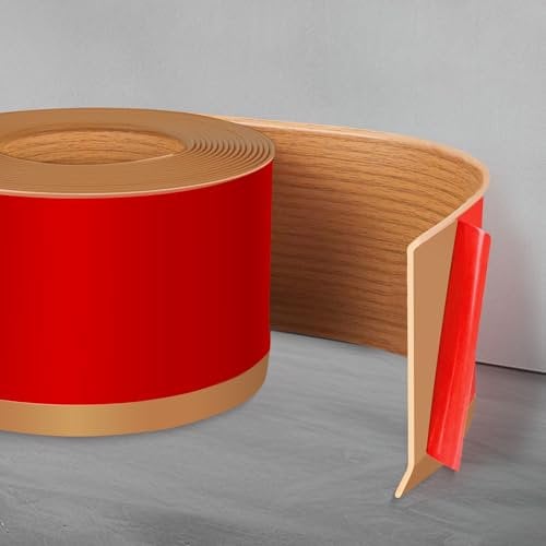 Vinyl Self-Adhesive Skirting Board Flexible Skirting Board 10cm Wide Skirting Trim Waterproof For Floor Base Cove Base Orange Oak 6M(L)