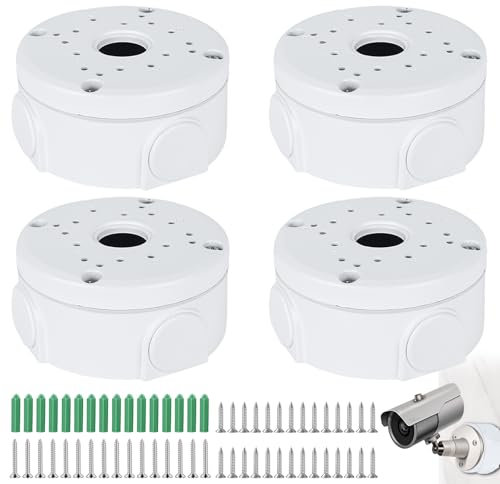 Behogan 4 Stücke Wasserdichte Anschlussdose für Überwachungskamera, Universal für Dome-Kamera, Kamera-Anschlussdose, Überwachungskamera-Montagebox, Abzweigdose Überwachungskameras