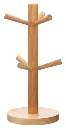 Shirene Tassenhalter,Brezelständer aus Holz für 6 Becher,Tassenständer,Tassenständer Holz,Becherhalter die Küche,Becherhalter die Küche für Küchentheke,Tee Kaffeetasse,Tassenhalter