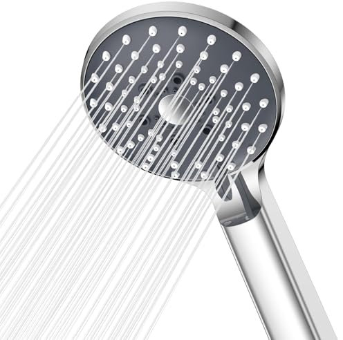 Duschkopf, wassersparender Duschkopf mit 6 Strahlarten, Turbogeladenes Design Hochdruck Duschkopf, Handbrause Duschbrause, Silikon-Design, Anti-Kalk Duschbrause (Ohne Schlauch)