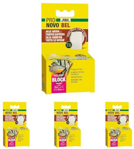 JBL PRONOVO Bel Holiday, Ferienfutter für alle Süßwasser-Aquarienfische, 1 Futterblock (Packung mit 4)