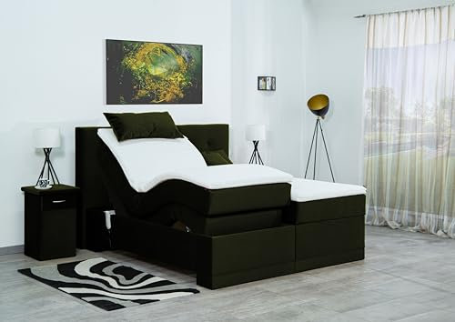 Boxspringbett Lapi 240x220, VS-Grasgrün, 7-Zohnen Taschenfederkernmatratze, Ergoflex - Inklusive Aufbau - Deutscher Hersteller