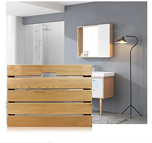 DECAKE Bambus-Duschwanne, natürliches Holz, Badematte für Badewanne, anpassbare Größe 30 x 30 cm