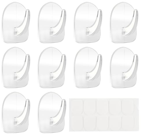 HonGien 10PCS Self Adhesive Hooks Heavy Duty Small Sticky Hooks Self-Stick On Hook Hooks for Hanging Kitchen,Bathroom,Bedroom&Office
