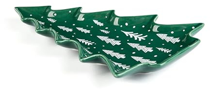 Excelsa Green Winter - Plato navideño con forma de abeto de cerámica