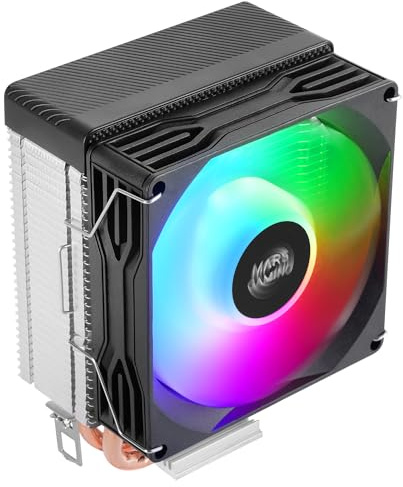 Mars Gaming MCPU-X2, Disipador CPU 150W TDP, 2x Heatpipes, Ventilador PWM FDB, Iluminación FRGB, Diseño Compacto SFF/Mini-ITX, Aletas de Aluminio, Cooler PC con Compatibilidad Intel y AMD, Negro