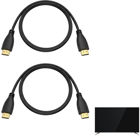 2 cavi HDMI 4K 50 cm, cavo HDMI corto, supporta 4K, ARC, UHD, Full HD, Ethernet, cavo diretto, HDMI 1.4, ad alta velocità per HDTV, PS5, PS4, Blu-ray, console, computer, HDTV