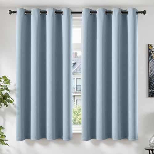 TOPICK Gardinen Verdunklungsvorhänge Vorhänge H175xB140 2er Set Hellblau | Gardinen mit Ösen Wohnzimmer Fensterdekoration Curtains Living Room Vorhänge Blickficht Schlafzimmer Türvorhang Übergardinen