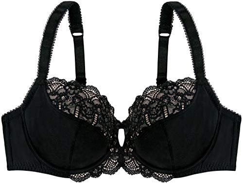 Dorina Damen Celine Leicht Gepolsterter Demi-BH – Bügel-BHS mit Geformten Cups, Florales Spitzendesign und Stützenden U-Rückenflügeln, Schwarz, 90E