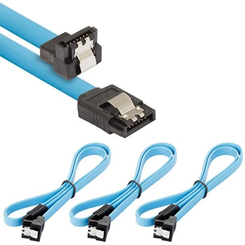 POPPSTAR 3x cavi dati di 0.5m flessibili Sata 3 HDD SSD, connettore dritto su angolato di 90 gradi, fino a 6 GB/s, blu