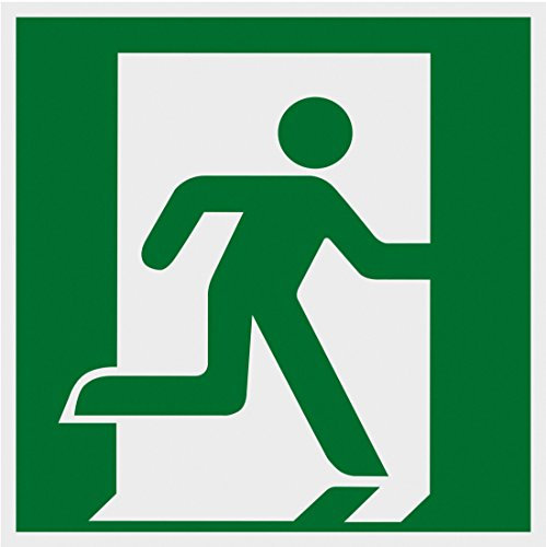 Metafranc Hinweisschild Symbol: Notausgang rechts - 150 x 150 mm - nachleuchtend / Beschilderung / Rettungsweg / Fluchtweg / Notausgang / Sicherheitsmarkierung / Gewerbekennzeichnung / 503810
