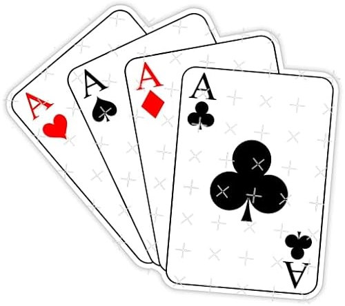 VIER ACES Kasino Spielkarten, Poker As 110mm Auto & Motorrad Aufkleber, Vinyl Sticker