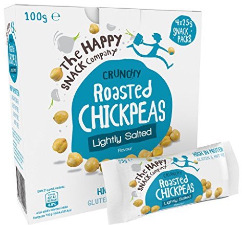 The Happy Snack Company Ceci arrostiti, sapore leggermente salato, spuntino sani, ad alto contenuto proteico, senza glutine, vegani, 96 calorie, 25 g, confezione da 20