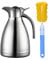 HSTYAIG Vacuum Jug 304 Stainless Steel Double-wall Thermal Carafe Coffee Pot Anti-leakage Anti-splashing Juice Milk Tea Pot Insulation (Silver, 1L)