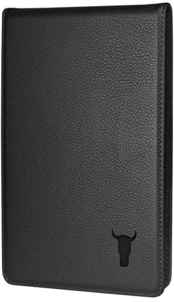 TORRO Golf Scorecard and Yardage Book Holder – Genuine Leather Golf Score Card and Yardage Wallet with Pencil Loop (Black)