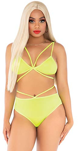 Leg Avenue Damen 2 PC Cage Strap Bra and Panty Dessous-Set