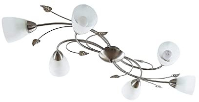 Lindby Deckenlampe Florentiner Stil, Glas Metall Deckenleuchte 6x E14 max. 8W ohne Leuchtmittel Deckenstrahler Strahler Flur Lampe Wohnzimmer