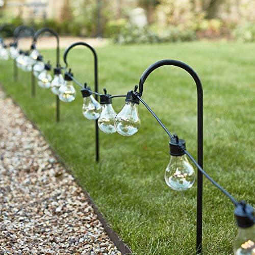 Lights4fun 15er Set Halterungsstangen für Beleuchtungen 60cm Schäferstab schwarz