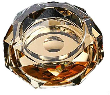Nostalgie Glas Aschenbecher Große Luxus-Aschenbecher for Zigaretten Zigarren Kristall Schweren Glasaschenbecher for den Innen- und Außenbereich Dekorative (Color : Gold, Größe : 15cm)