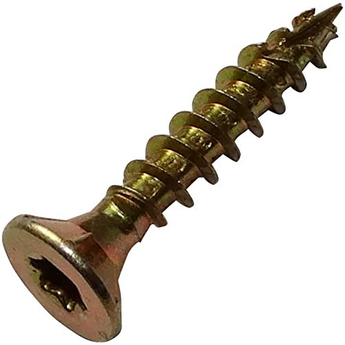 AERZETIX - C44452 - Satz von 100 - Holzschrauben Ø3.5x20mm senkkopf mit abdruck stern T15 - aus verzinktem stahl gelb - montage gewinde spannen befestigung dachstuhl sperrholz spanplatte
