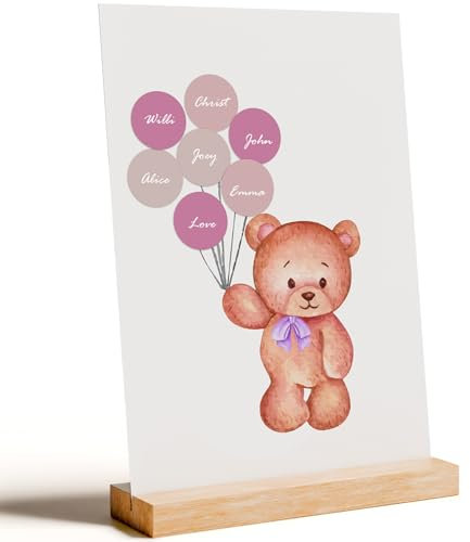 Gästebuch Babyparty & Taufe [Rosa/Blau] – Babyshower Gästebuch Junge & Mädchen, Baby Party zum Ausfüllen, Kreative Geschenke & Andenken zur Taufe, Geburtstag & Babyshower (Rosa)