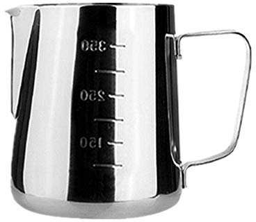 Iwinna Milk Frothing Jug, Stainless Steel Milk Cup Milk Frothing Pitcher for Making Coffee Cappuccino Frothing Milk Coffee Machine (350ml)