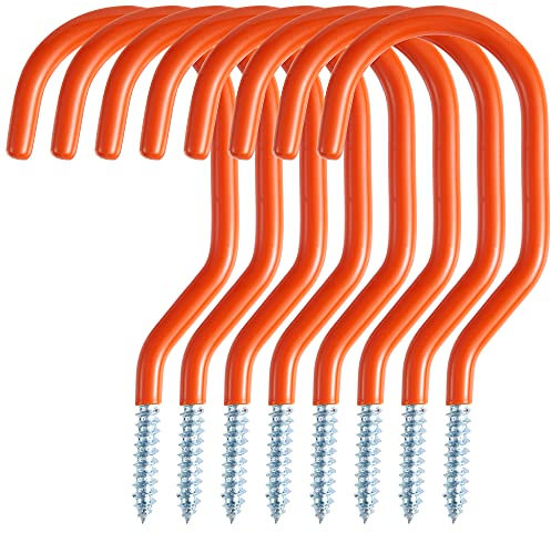 Sinoer 8 Pack Garage Bike Hooks, Tool - Utility Hooks, Wall Mount Screw Ceiling Hooks - Hanger Rack for organizing Bikes, Ladder, Orange