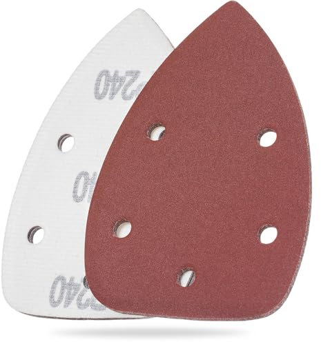 YoiYee 240 Grit Mouse Detail Sander Sanding Sheet, 5 Holes Sand Paper Pad, Hook and Loop Sandpaper, Ideal for Wood/Paint, 140 x 90mm, Pack of 10