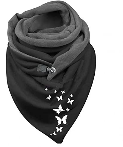 BAULMD Groß Elegant Schals Druckknopf Soft Wrap, Frauen Halstuch Tartan Damen Dreieck Herbstschal, Casual Knopf Strickschal mit Winddicht Scarf (A), 155X75CM