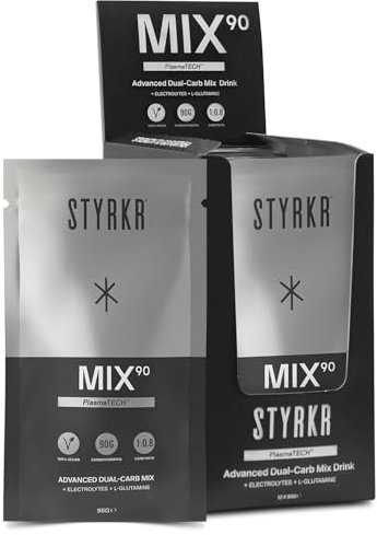 Energy Powder Drink Mix by Styrkr - Pack of 12 Energy Powder Sachets for Cycling & Running - Approved by Endurance Atheletes - 90g of Carbs via Advanced Dual-Carb Formulation - MIX90 12x Pack