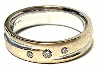 Gold bicolor Ring 585/- GG Brillant 0,08 ct vsi eismatt matt Trauring Bandring #58