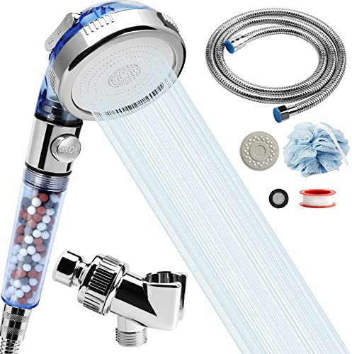 Cabezal de ducha con manguera y soporte para manguera, manguera de ducha extensible de 59 pulgadas extra larga para limpiar el inodoro, extensión de manguera de ducha flexible a prueba de fugas para