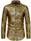 LucMatton Men's Shiny Metallic 70s Disco Costume Long Sleeve Button up Shirts for Halloween Cosplay Club Rock Hip Hop Party Gold Medium
