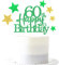 Glittery 60th Happy Birthday Cake Topper with Star,Personalised 60 Birthday Cake Toppers Party Decorations Party Supplies for Boys Girls Green Gold