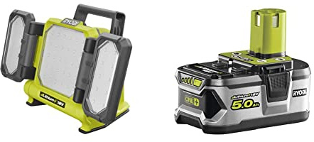 RYOBI RLP18-0 18V ONE+ Cordless Panel Light (Bare Tool), Hyper Green & RB18L50 ONE+ Lithium+ 5.0Ah Battery, 18 V