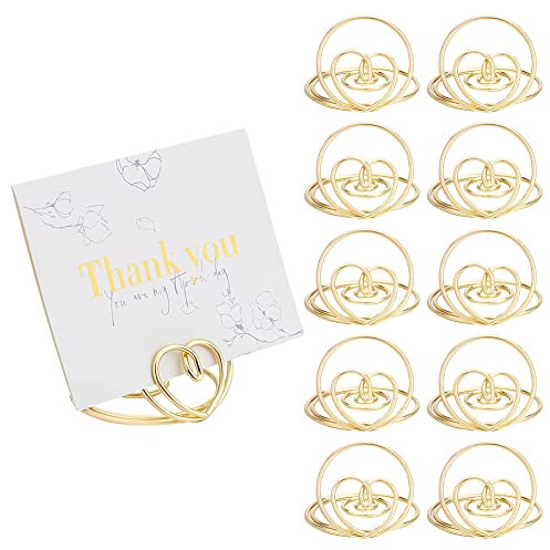 CHGCRAFT 12Pcs Platzkartenhalter Herz Name Karte Halter Tischnummer Halter Hochzeit Tischkarte Halter für Restaurants Hochzeit Büro, Golden