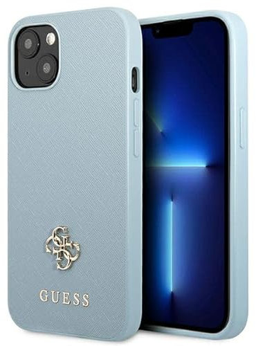 GUESS GUHCP13SPS4MB Hülle für iPhone 13 Mini 5,4 blau hardcase Saffiano 4G Small Metal Logo