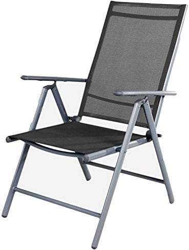 INDA-Exclusiv Mojawo Gartenstuhl - Hochlehner 7-Fach verstellbar - zusammenklappbar - Klappstuhl - witterungsbeständiges Aluminium - wetterfeste Gartenmöbel- extra leicht, Farben:Anthrazit