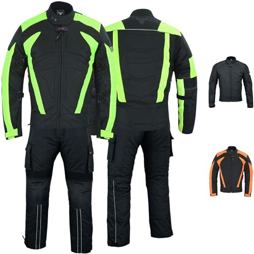 BULLDT Herren 2-teiliger Motorradkombi mit CE-Protektoren – Jacke & Cargo Motorradhose, 4-lagig, Winddicht, Abnehmbares Thermofutter, 9 Taschen, Reflektierende Elemente, für Sommer & Winterfahrten