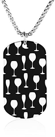 Wine, Champagne Glasses Creative Memorial Necklace Keepsake Picture Pedant Jewelry Gifts Titanium Steel For Men Women