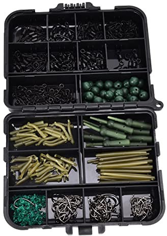 HERCHR Fishing Tackle Kit, 421Pcs/Box Carp Fishing Gear Set Including Boilie Bait Screw Link Swivels Sleeves Soft Fishing Beads Hooks for Bass Trout
