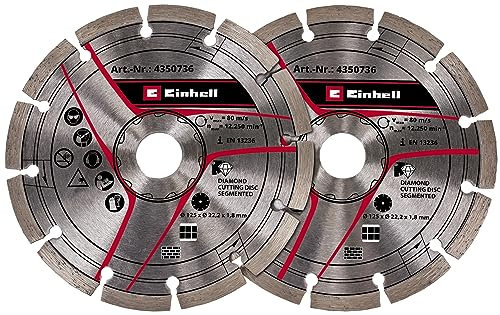 Original Einhell kit de disques de coupe diamant de 125 mm pour rainureuse (Ø 125 mm, 2 unités, alésage central de 22,23 mm, pour rainureuses TC-MA 1300 et TE-MA 1500 Einhell)