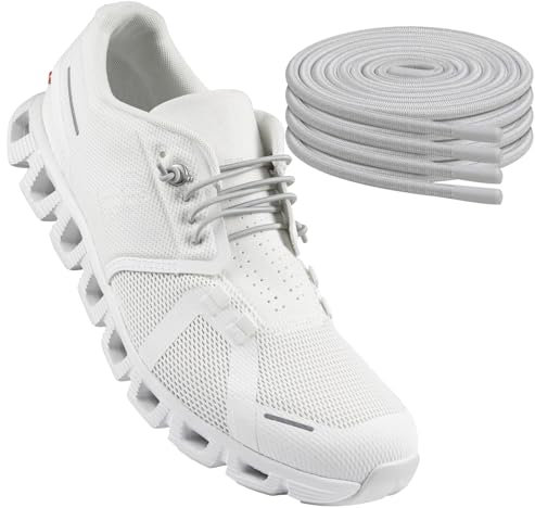 Endoto 2 Paare Schnürsenkel für ON Cloud 5 & 6 Running Schuhe, Ersatz Elastische Ohne Binden Gummi Laces Schuhbänder Shoelaces für On Laufschuhe (Silber, 24 Zoll)