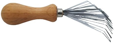 Thats me organic Profi Haarbürstenreiniger Kralle-Kalle aus Buchenholz – Haarentferner für Haarbürste – Holzgriff & Metallrechen – Perfekt für die Trockenreinigung von Borsten- & Haarbürsten